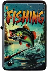 BENZIN LIGHTER. Benzindrevet billig lighter med cool fiskeprint